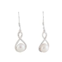 Sterling Silver Infinity with Pearl Dangle Earrings